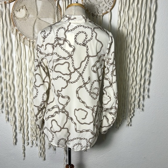 Veronica Beard NWT Remi Chain Print Necktie Silk Stretch Blouse Size 2 - Picture 2 of 13